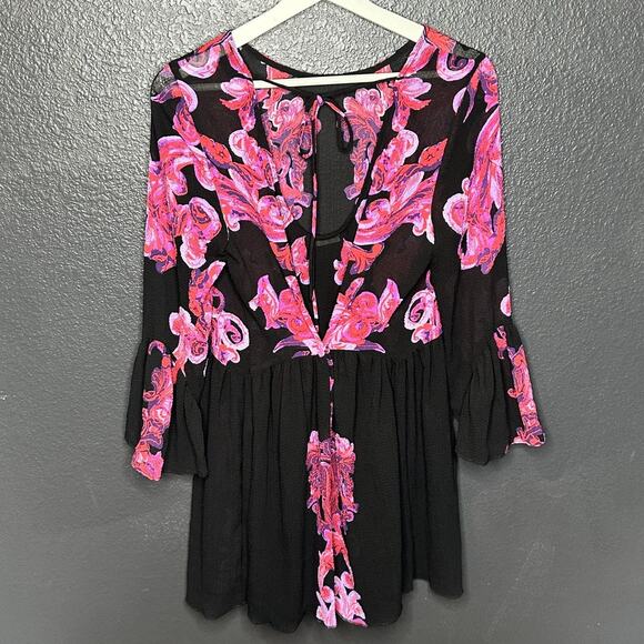 Intimately Free People Womens Floral Symphony Bell Sleeve Slip Tunic Dress XS/TP - Picture 4 of 11